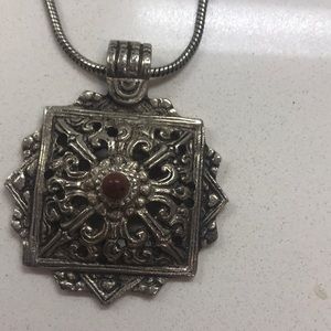 Silver & Stone Baroque Style Necklace